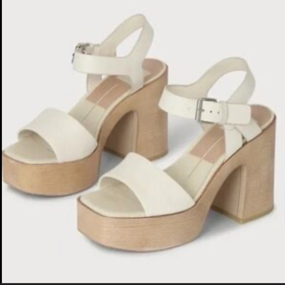 Dolce Vita White Platform Block Heel Sandals